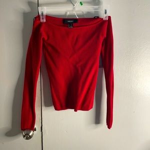 Off the shoulder red long sleeve